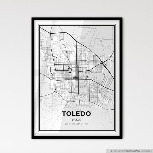 Toledo Brazil - Scandinavian Style City Map for Modern Home Decor