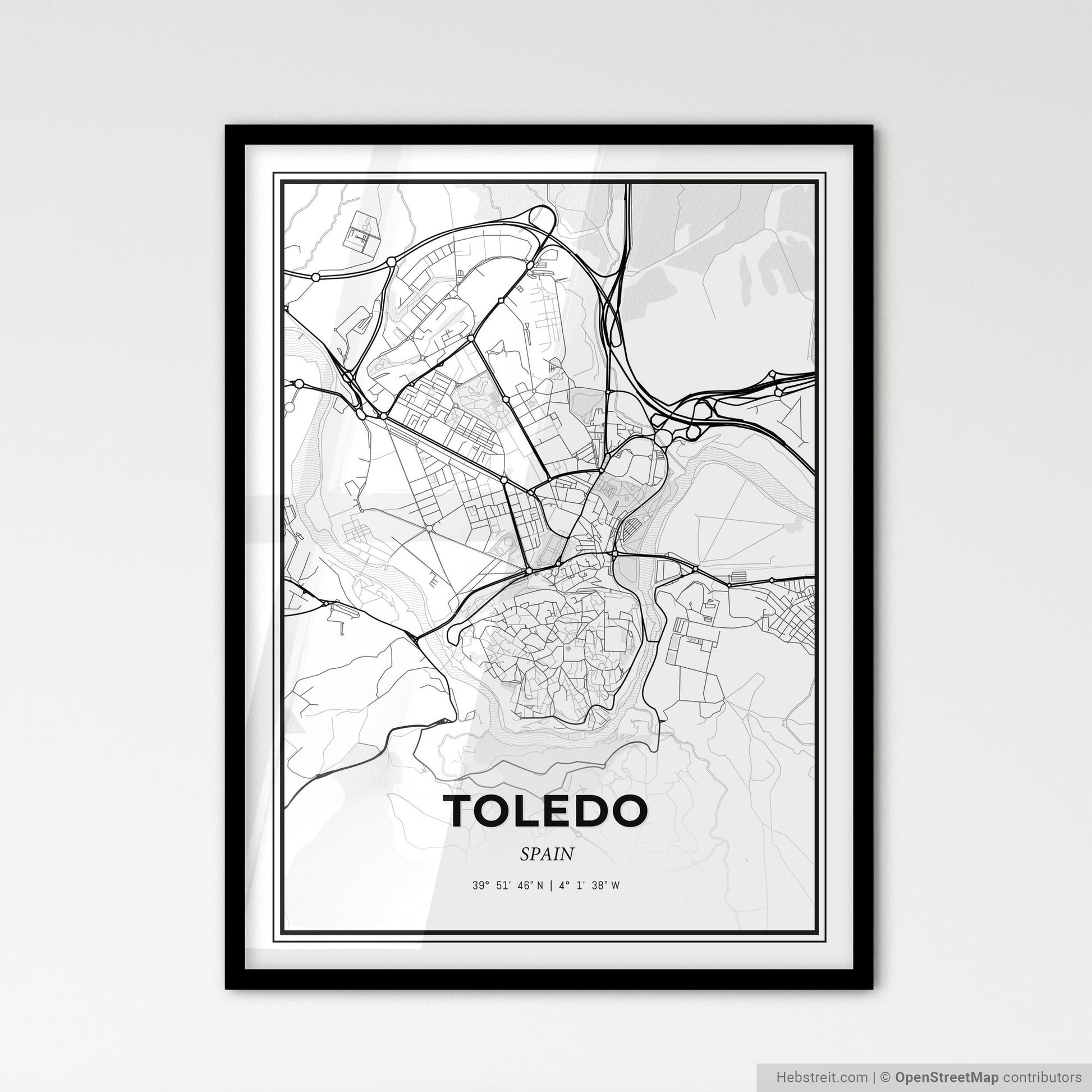Toledo Spain - Scandinavian Style City Map for Modern Home Decor