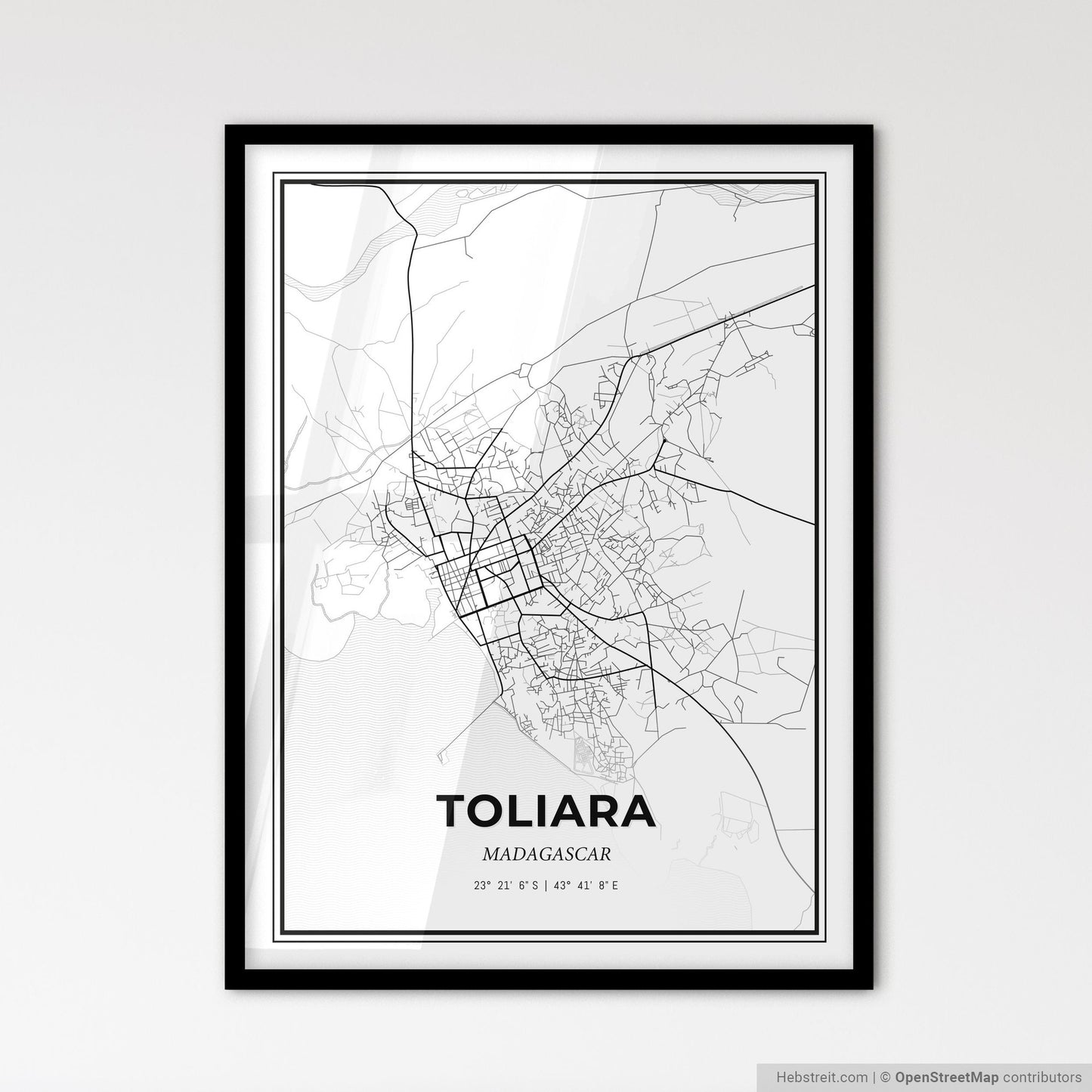 Toliara Madagascar - Scandinavian Style City Map for Modern Home Decor