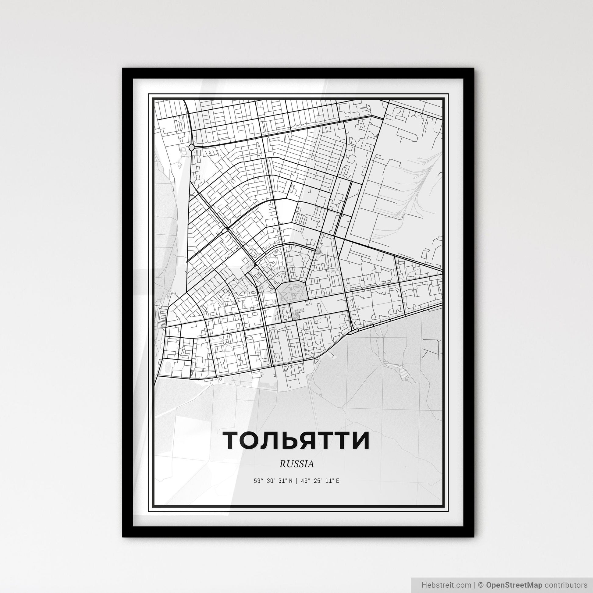 Tolyatti Russia - Scandinavian Style City Map for Modern Home Decor