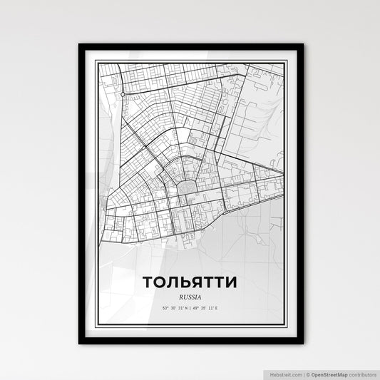 Tolyatti Russia - Scandinavian Style City Map for Modern Home Decor