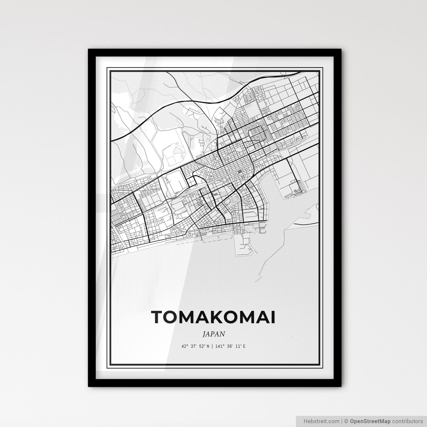 Tomakomai Japan - Scandinavian Style City Map for Modern Home Decor