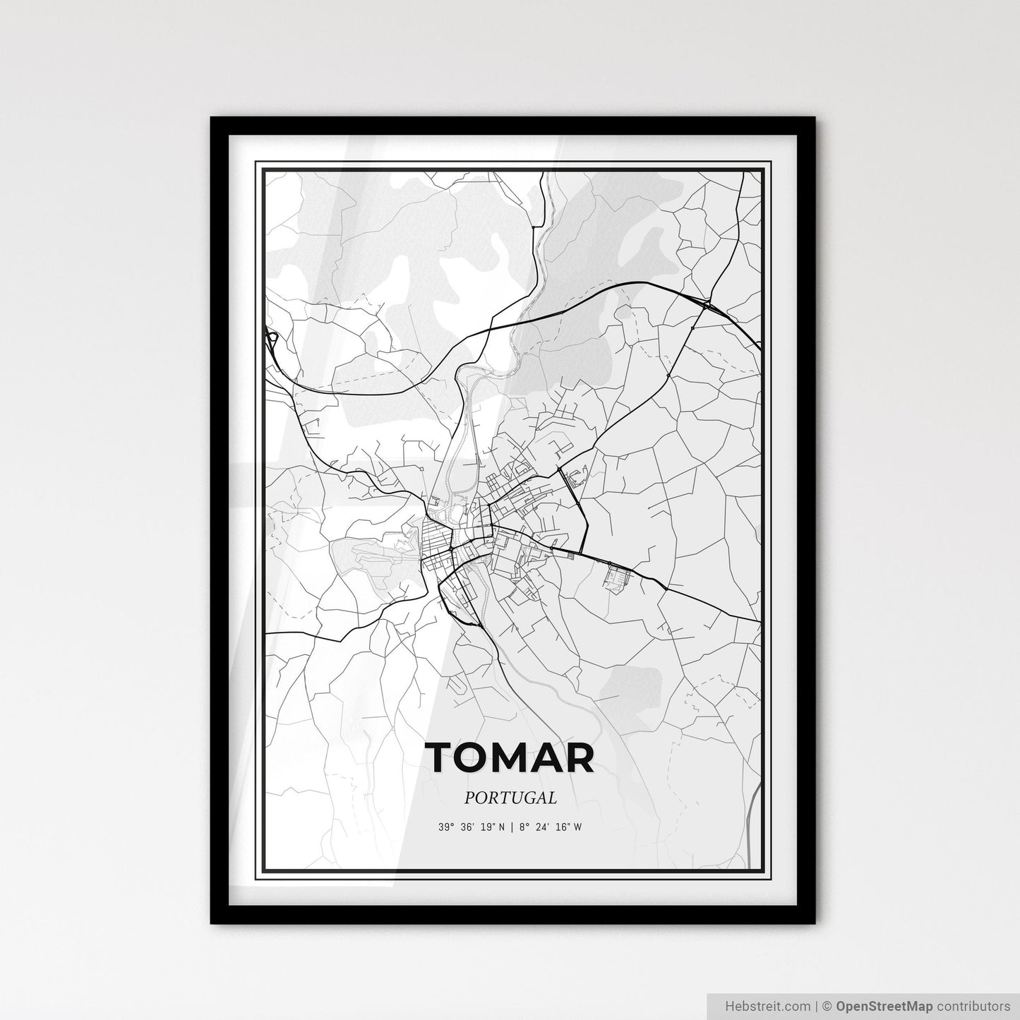 Tomar Portugal - Scandinavian Style City Map for Modern Home Decor