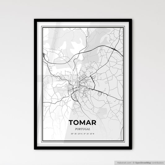 Tomar Portugal - Scandinavian Style City Map for Modern Home Decor