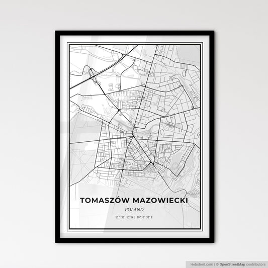 Tomaszów Mazowiecki Poland - Scandinavian Style City Map for Modern Home Decor