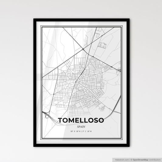 Tomelloso Spain - Scandinavian Style City Map for Modern Home Decor