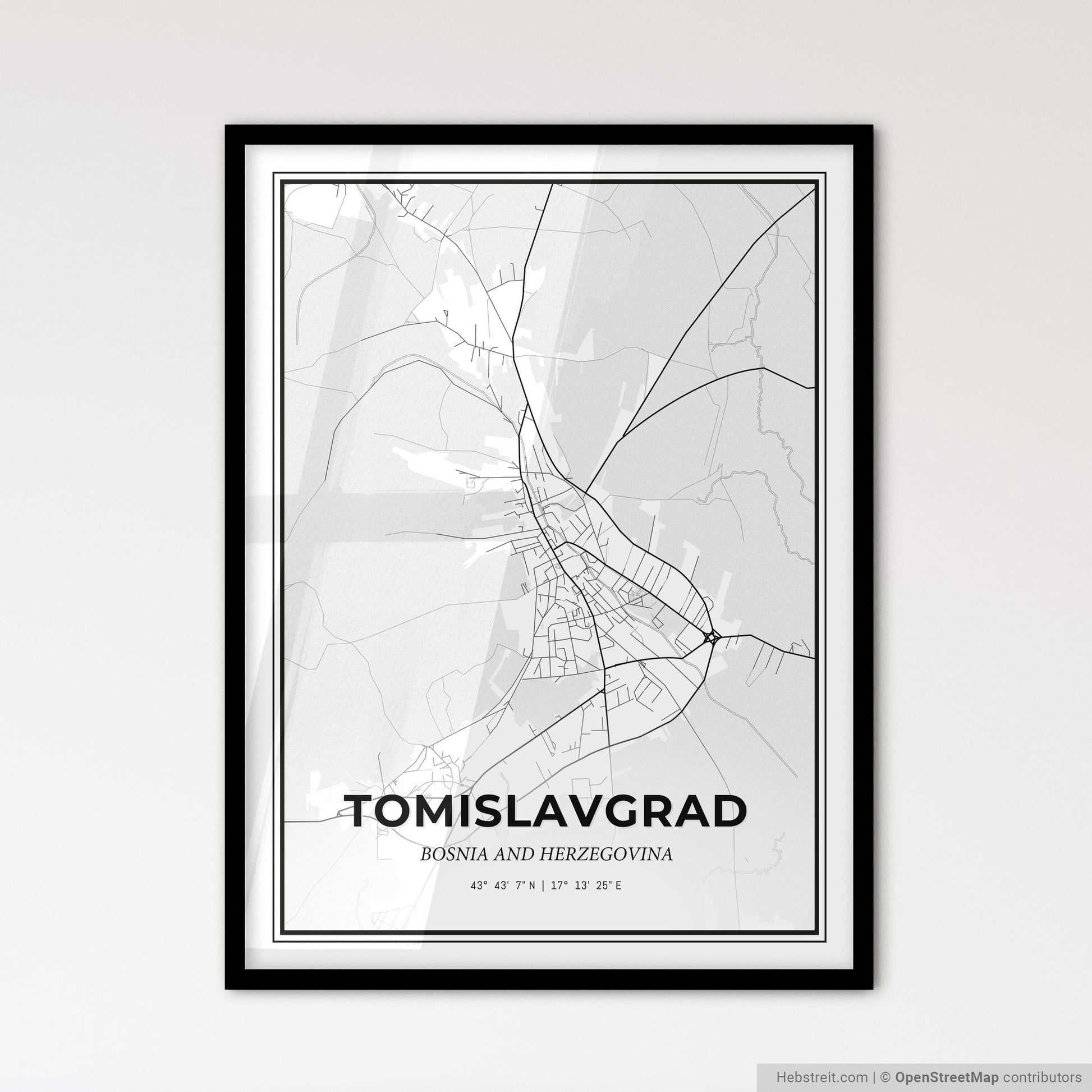 Tomislavgrad Bosnia and Herzegovina - Scandinavian Style City Map for Modern Home Decor
