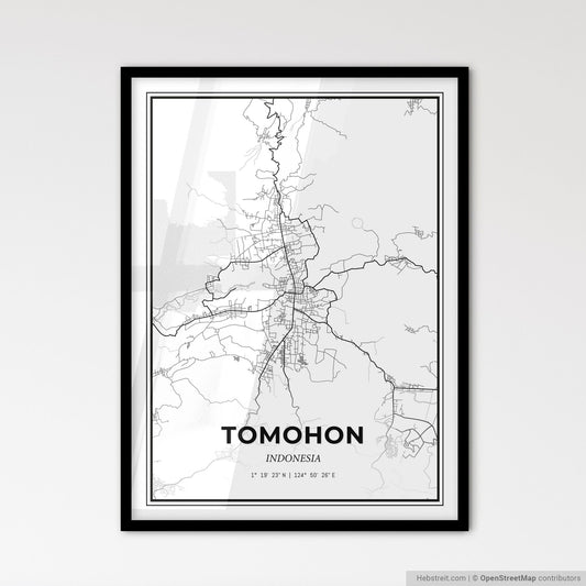 Tomohon Indonesia - Scandinavian Style City Map for Modern Home Decor