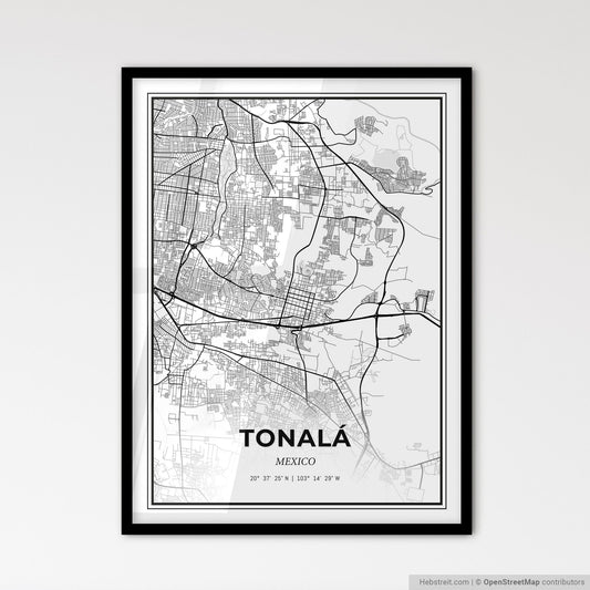 Tonalá Mexico - Scandinavian Style City Map for Modern Home Decor