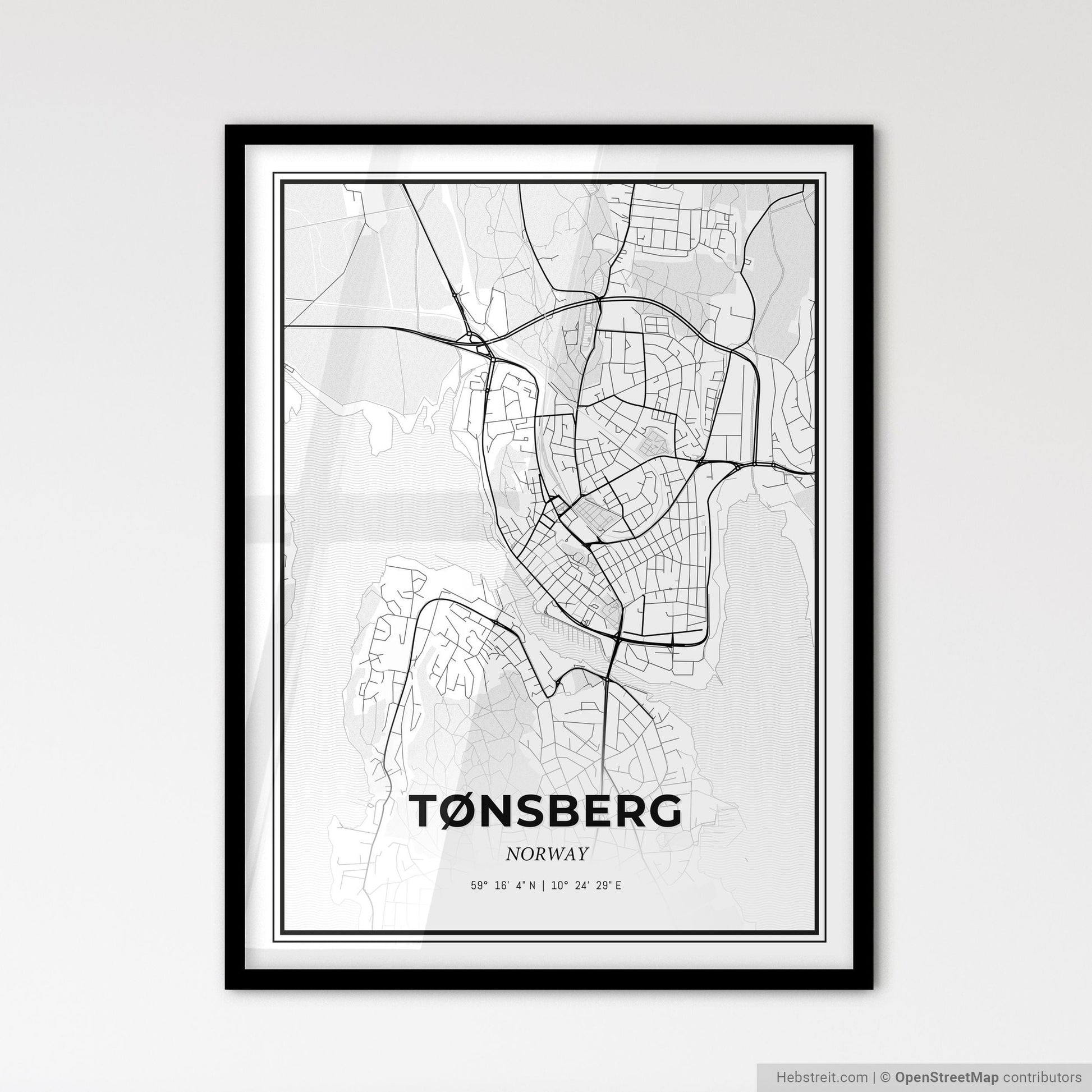 Tønsberg Norway - Scandinavian Style City Map for Modern Home Decor