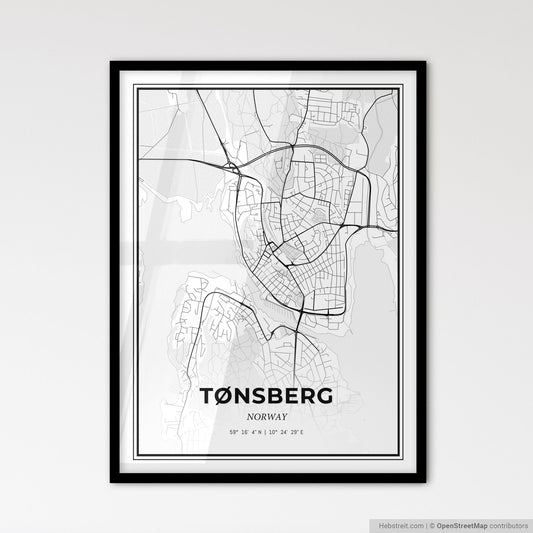 Tønsberg Norway - Scandinavian Style City Map for Modern Home Decor