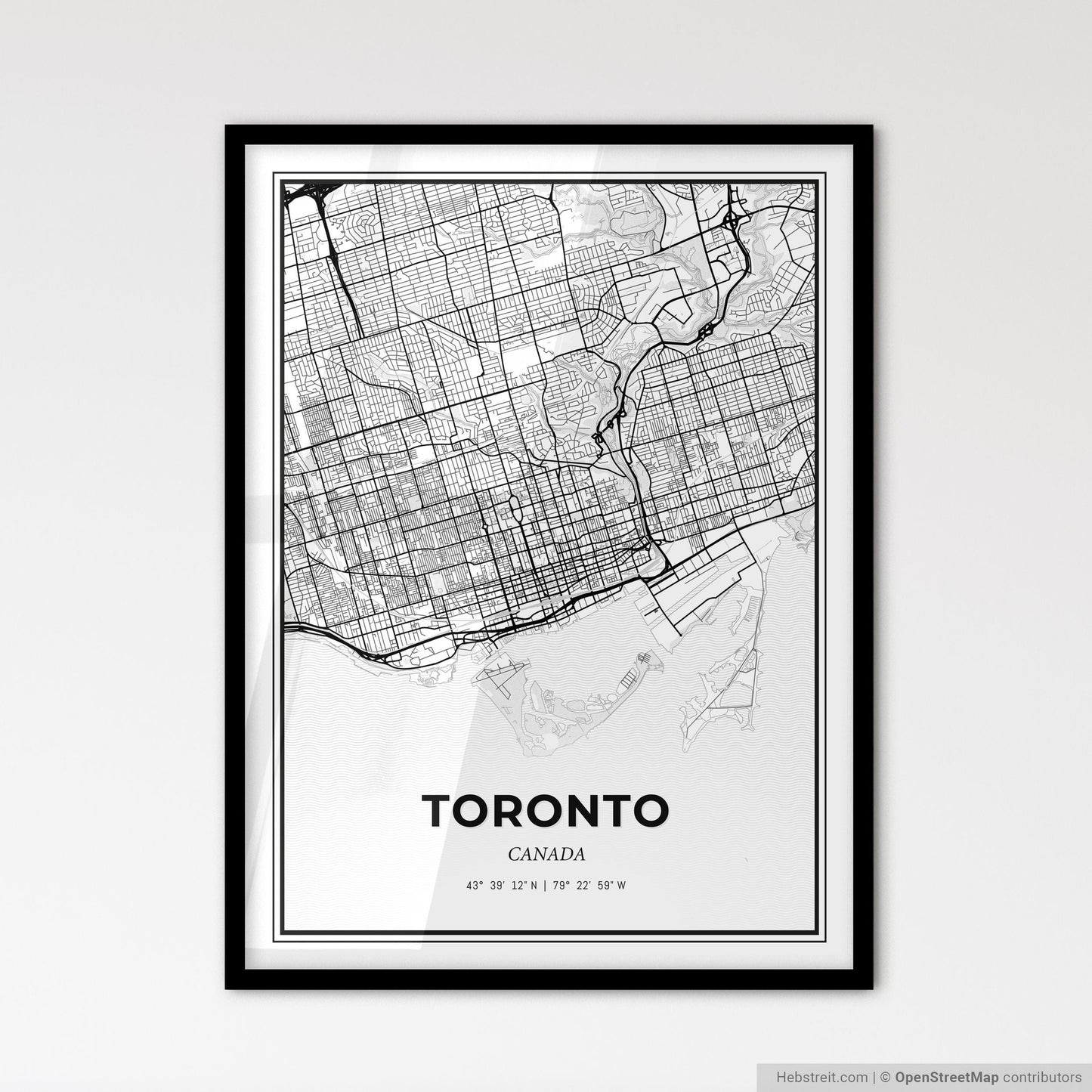 Toronto Canada - Scandinavian Style City Map for Modern Home Decor