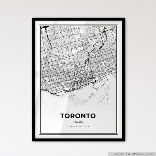 Toronto Canada - Scandinavian Style City Map for Modern Home Decor