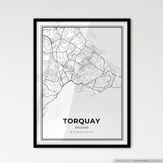 Torquay England - Scandinavian Style City Map for Modern Home Decor