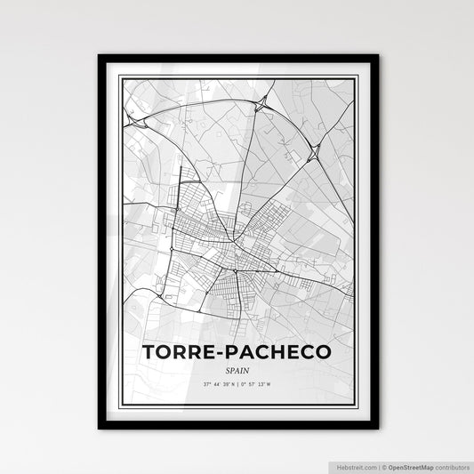 Torre-Pacheco Spain - Scandinavian Style City Map for Modern Home Decor