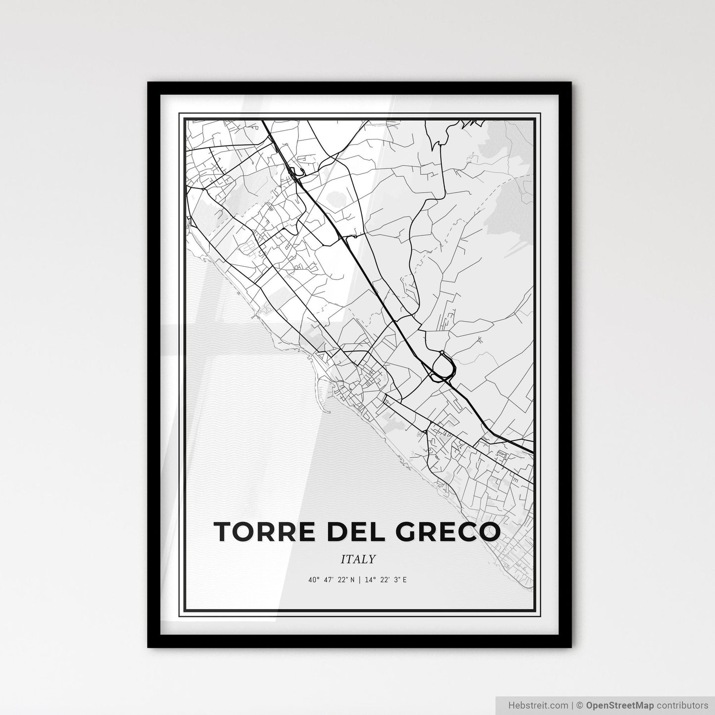 Torre del Greco Italy - Scandinavian Style City Map for Modern Home Decor