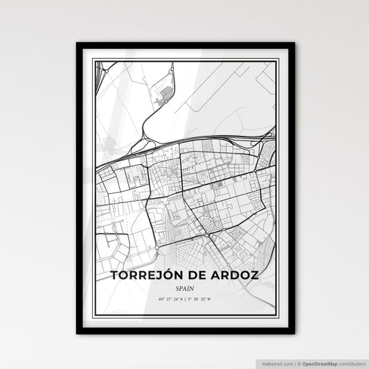 Torrejón de Ardoz Spain - Scandinavian Style City Map for Modern Home Decor