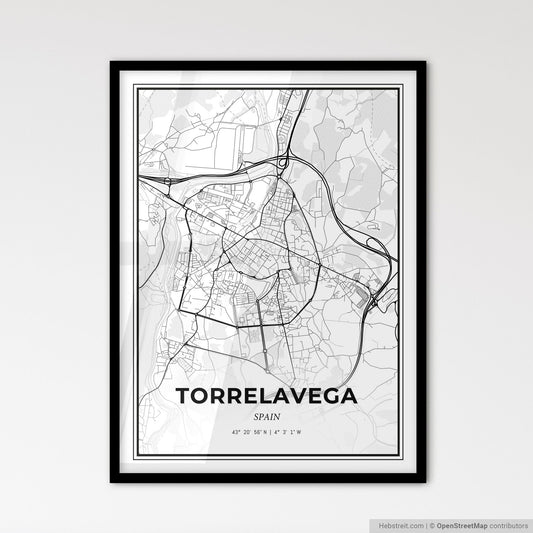 Torrelavega Spain - Scandinavian Style City Map for Modern Home Decor