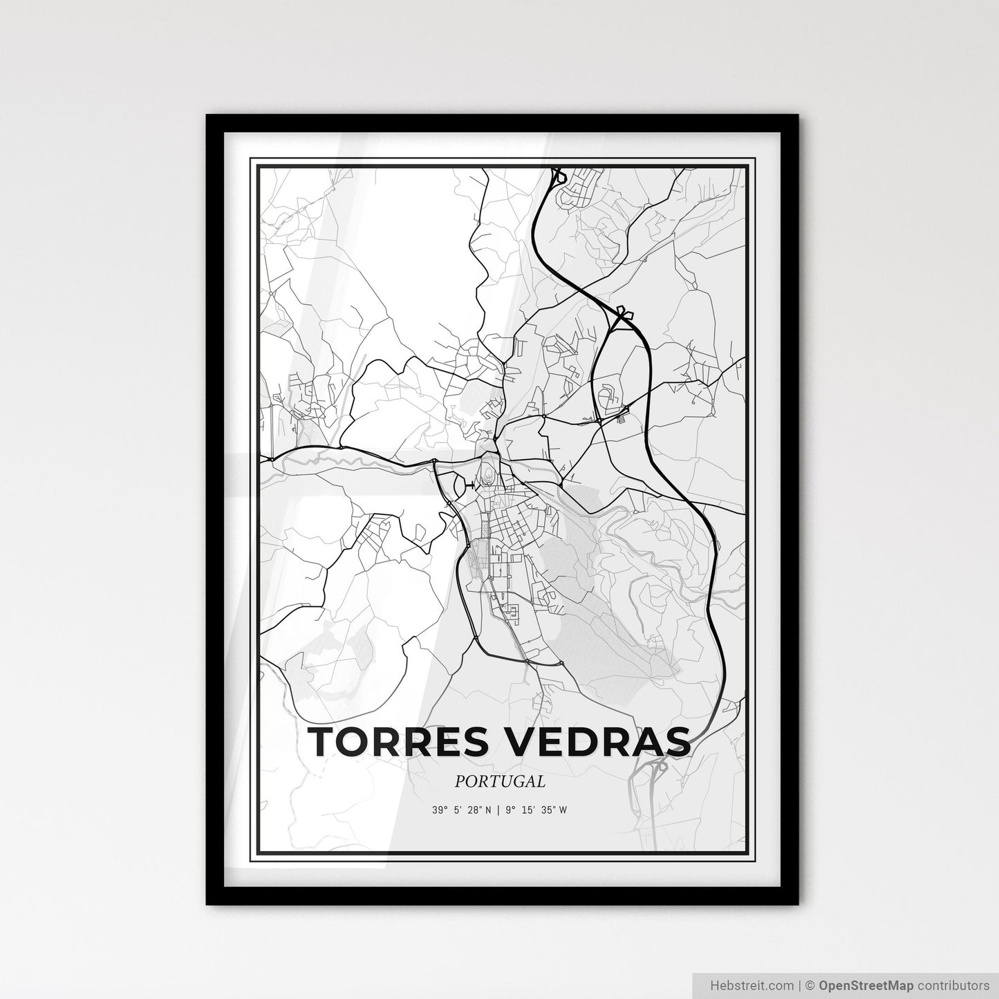 Torres Vedras Portugal - Scandinavian Style City Map for Modern Home Decor