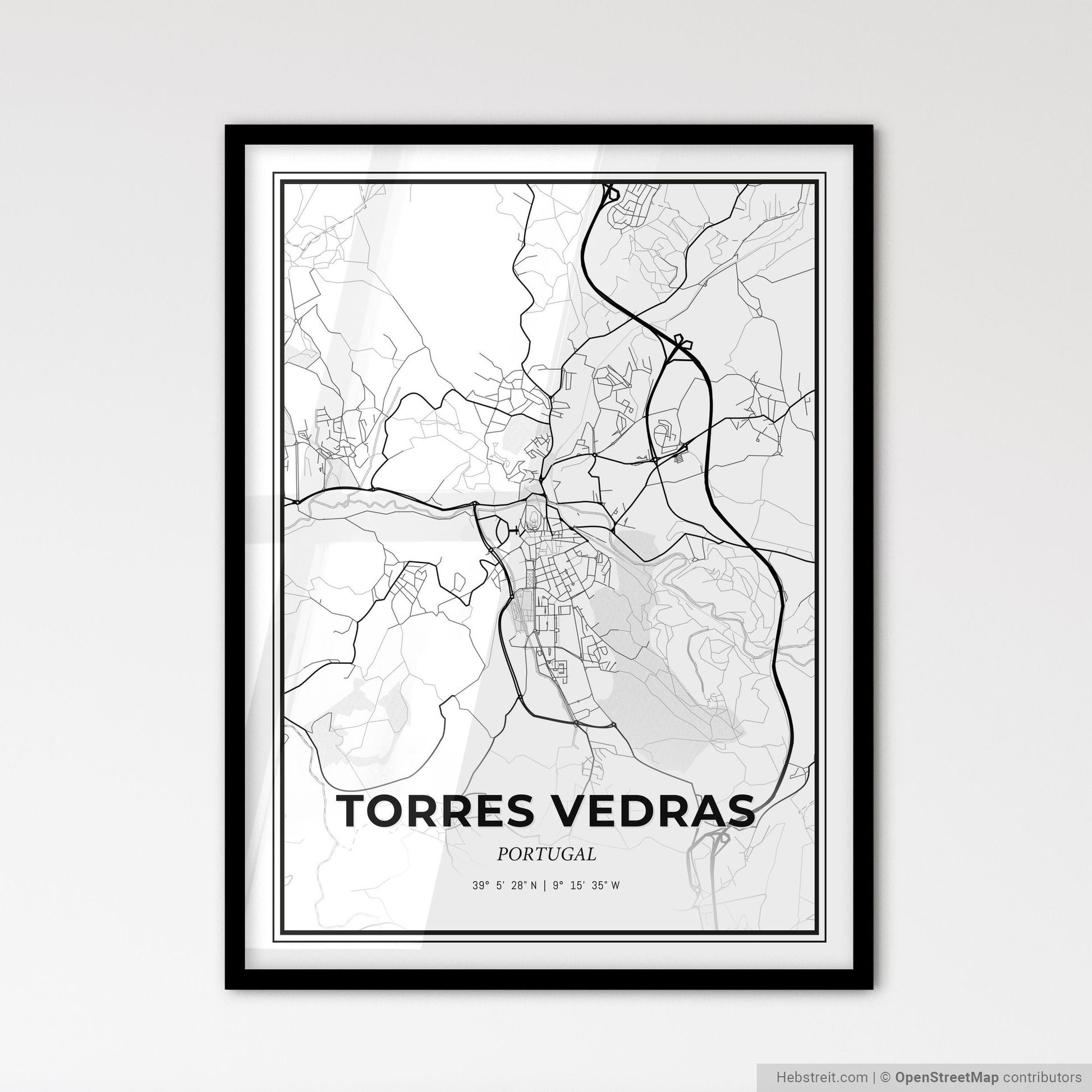 Torres Vedras Portugal - Scandinavian Style City Map for Modern Home Decor
