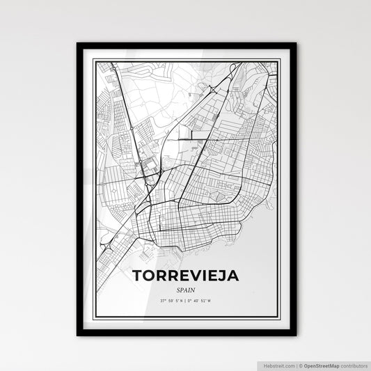 Torrevieja Spain - Scandinavian Style City Map for Modern Home Decor