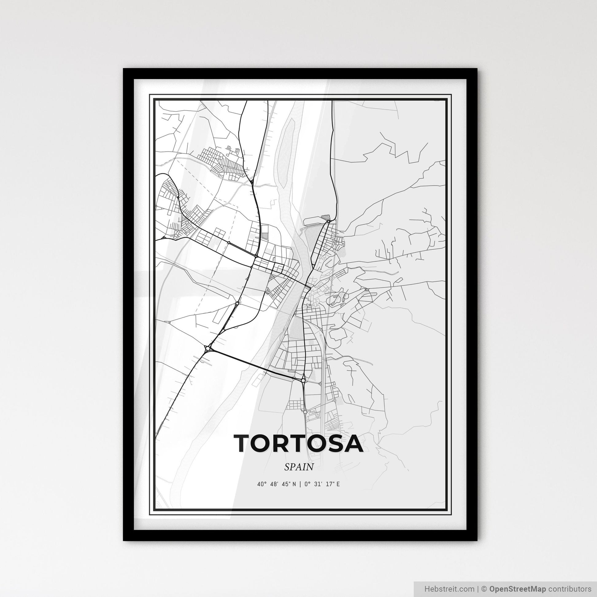 Tortosa Spain - Scandinavian Style City Map for Modern Home Decor