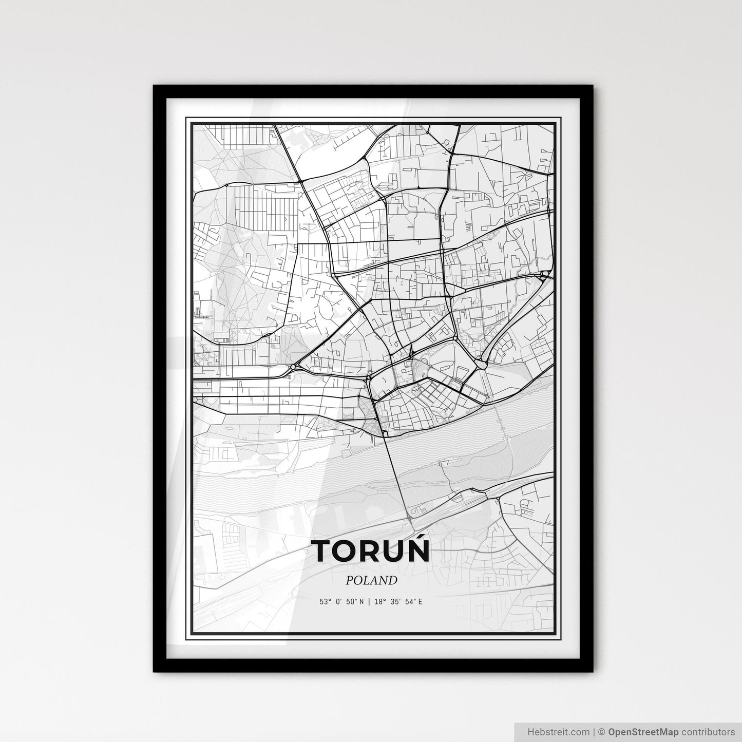 Toruń Poland - Scandinavian Style City Map for Modern Home Decor
