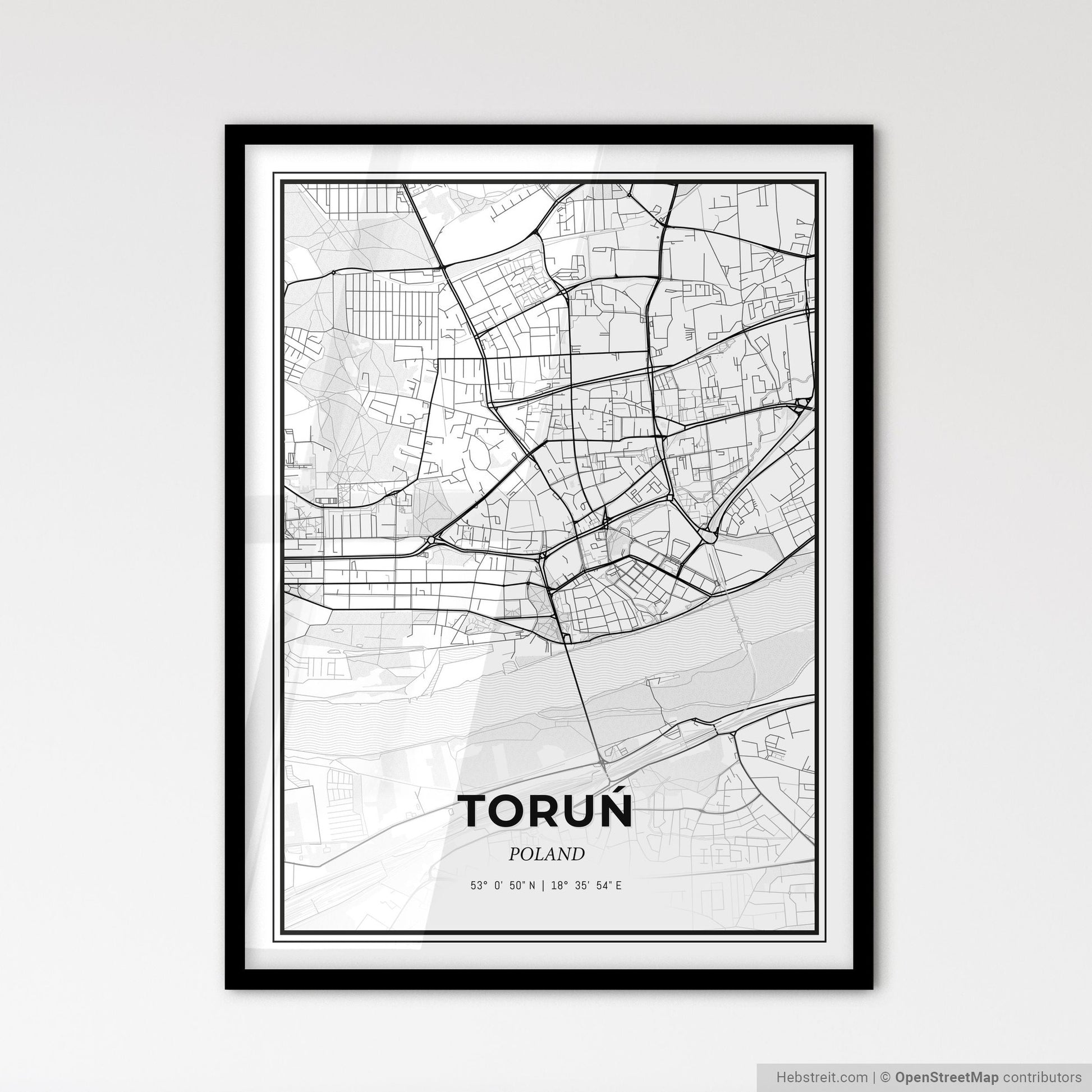Toruń Poland - Scandinavian Style City Map for Modern Home Decor