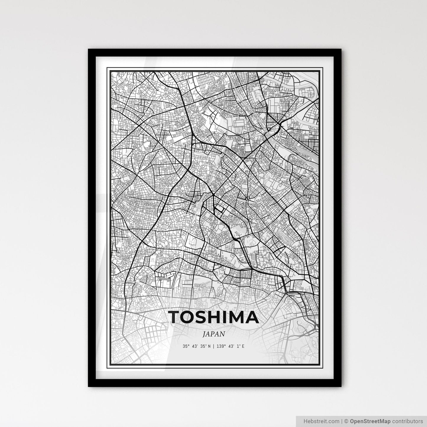 Toshima Japan - Scandinavian Style City Map for Modern Home Decor