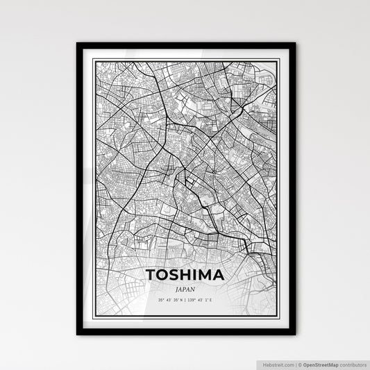 Toshima Japan - Scandinavian Style City Map for Modern Home Decor