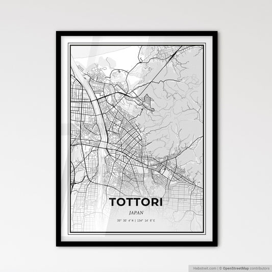 Tottori Japan - Scandinavian Style City Map for Modern Home Decor