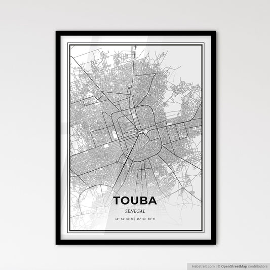 Touba Senegal - Scandinavian Style City Map for Modern Home Decor