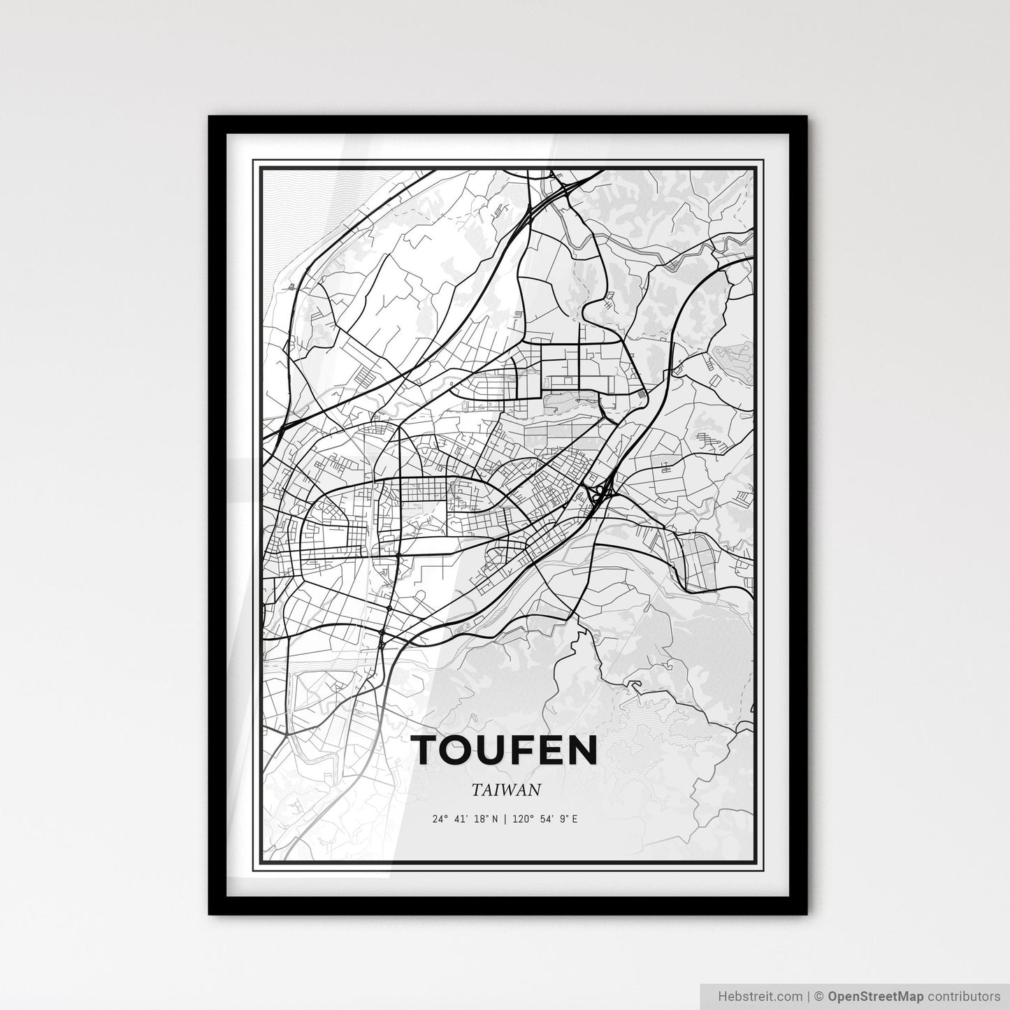 Toufen Taiwan - Scandinavian Style City Map for Modern Home Decor