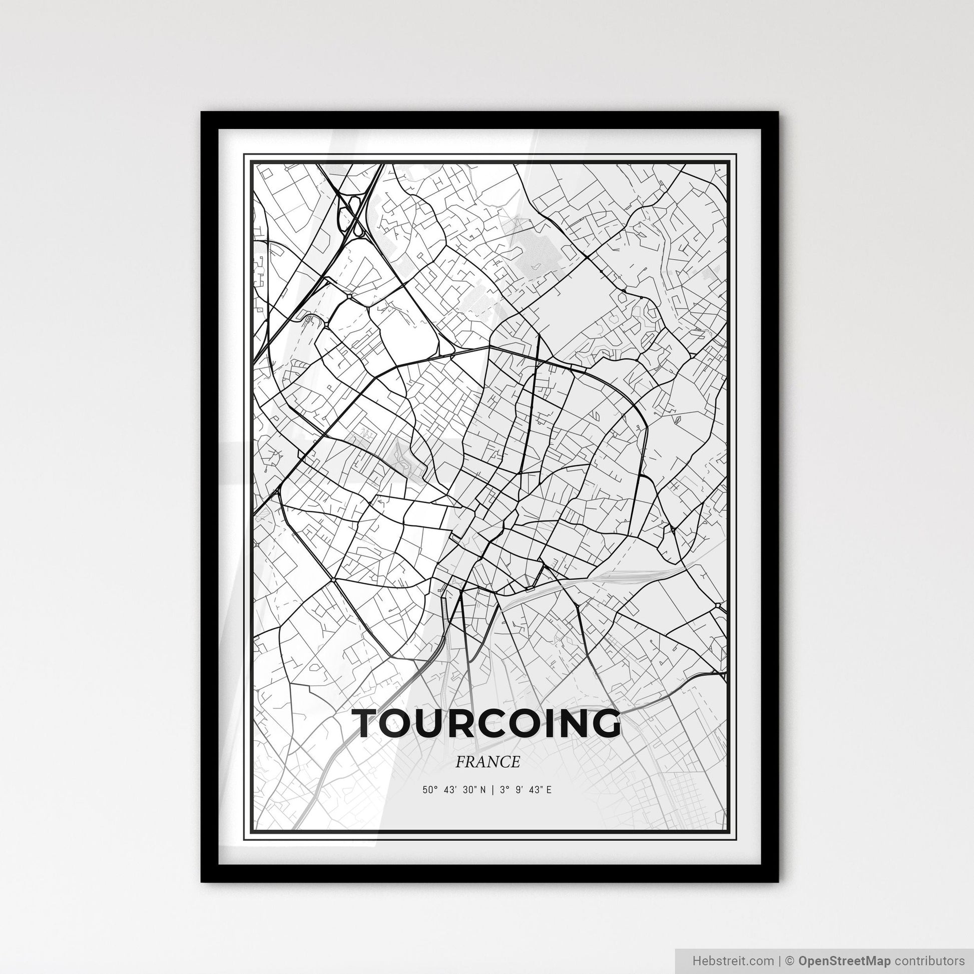 Tourcoing France - Scandinavian Style City Map for Modern Home Decor