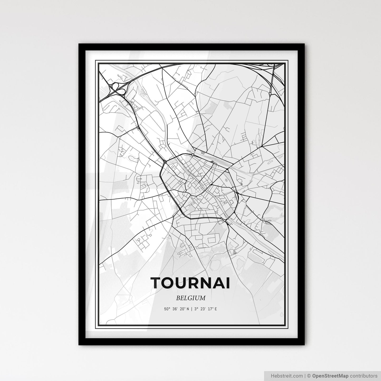 Tournai  Belgium - Scandinavian Style City Map for Modern Home Decor