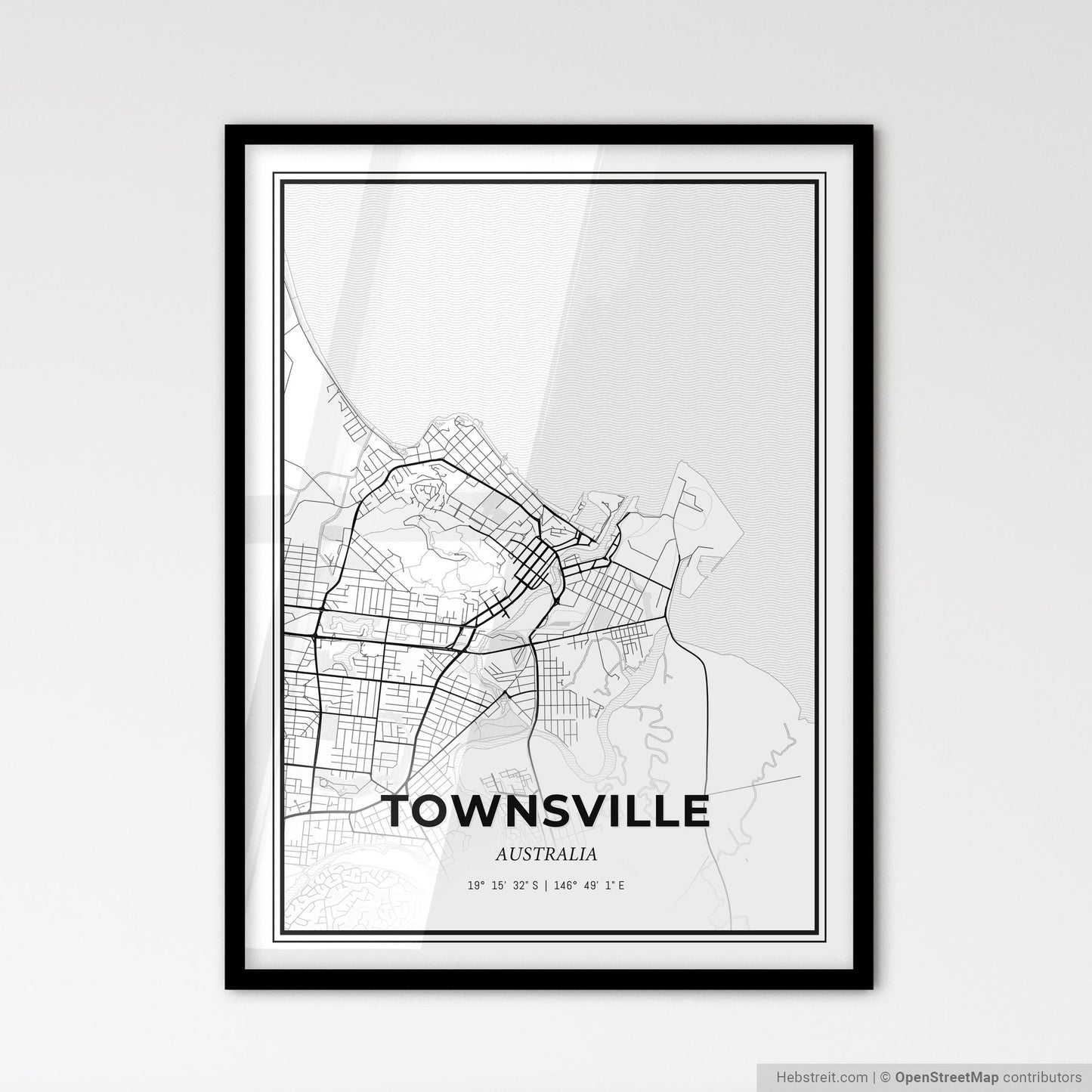 Townsville Australia - Scandinavian Style City Map for Modern Home Decor