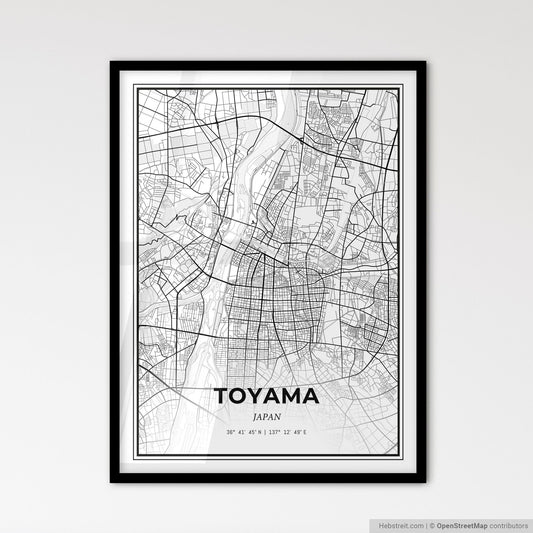Toyama Japan - Scandinavian Style City Map for Modern Home Decor