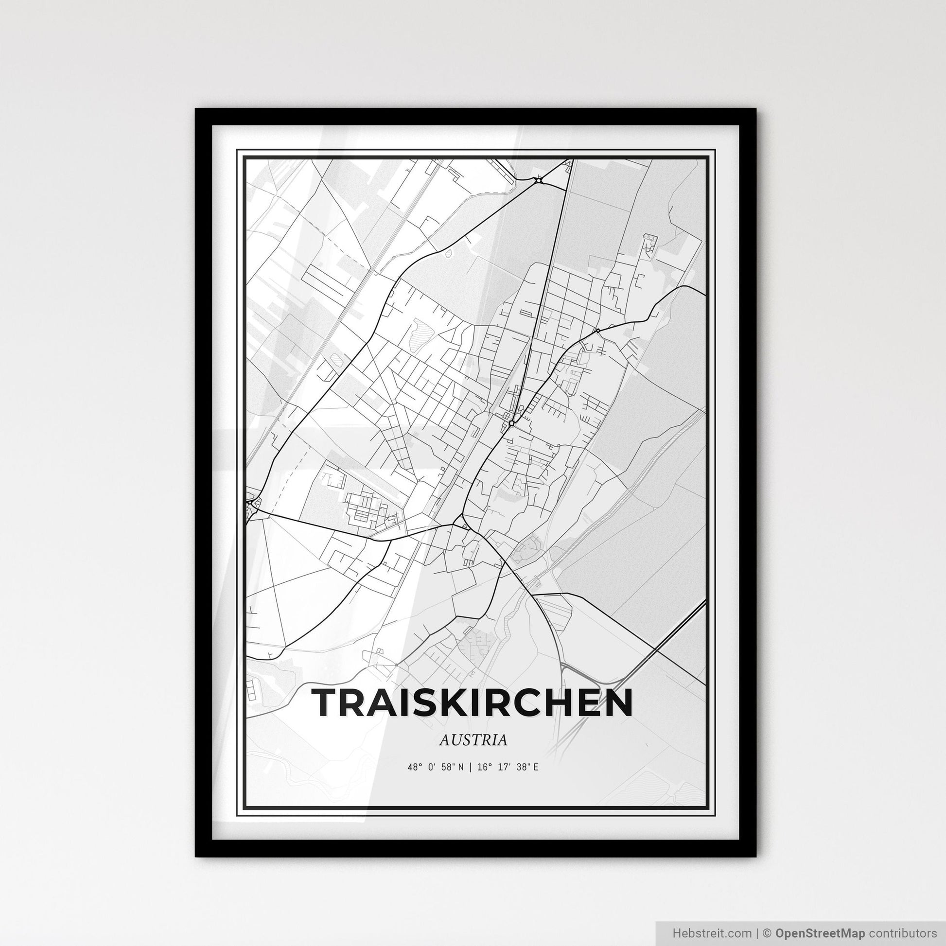 Traiskirchen Austria - Scandinavian Style City Map for Modern Home Decor
