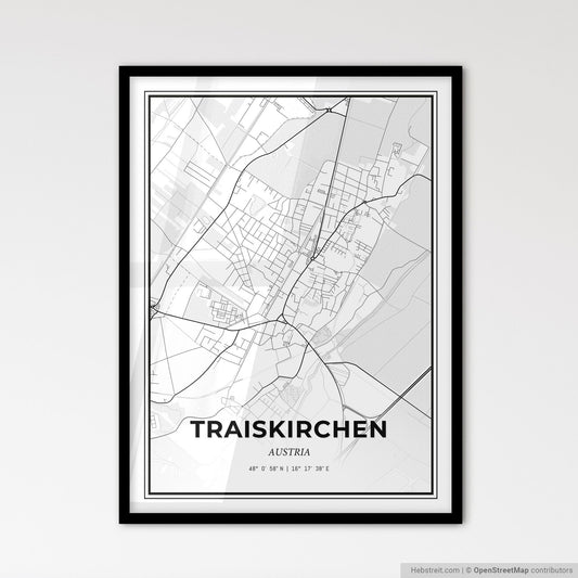 Traiskirchen Austria - Scandinavian Style City Map for Modern Home Decor