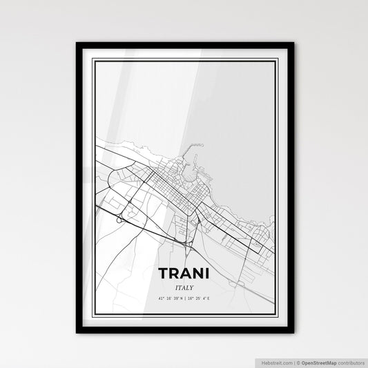 Trani Italy - Scandinavian Style City Map for Modern Home Decor