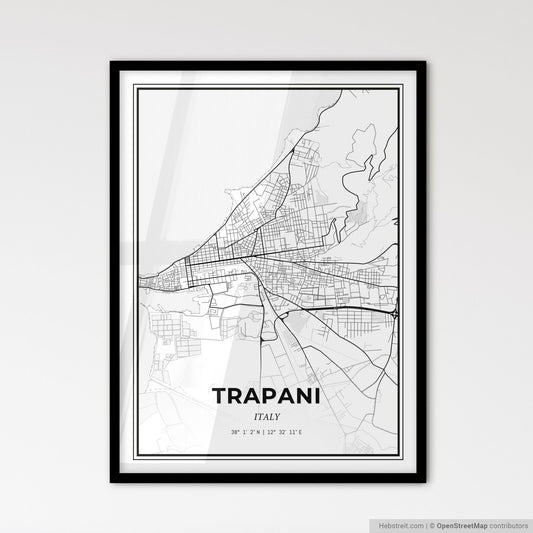Trapani Italy - Scandinavian Style City Map for Modern Home Decor