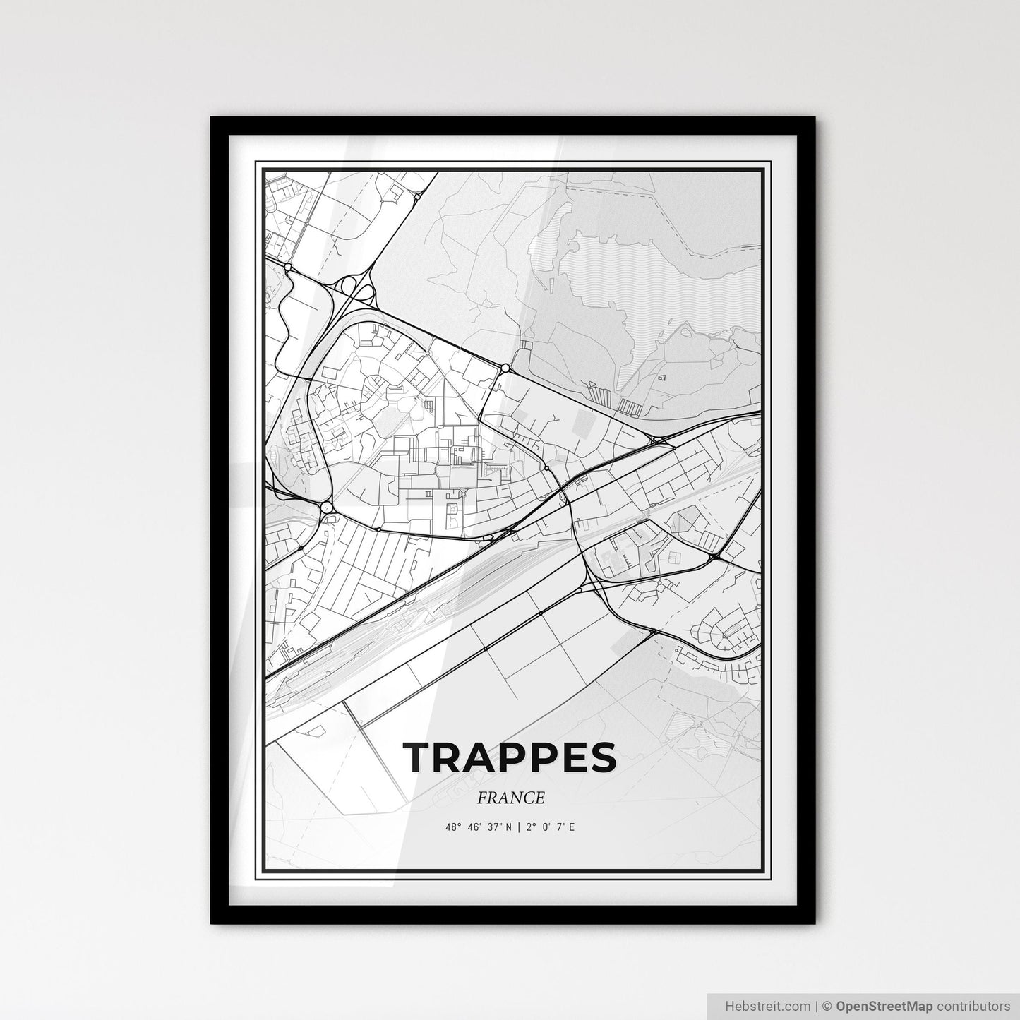 Trappes France - Scandinavian Style City Map for Modern Home Decor