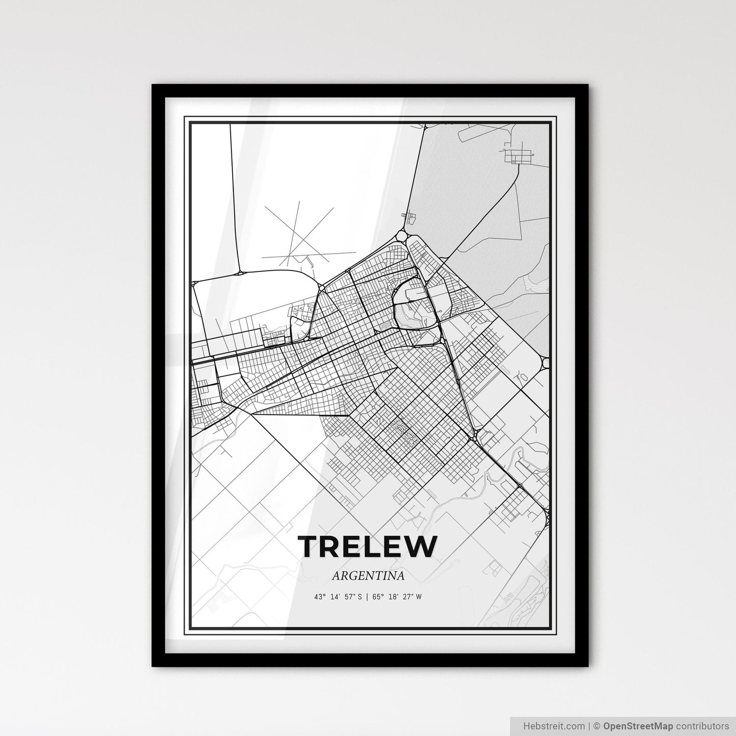 Trelew Argentina - Scandinavian Style City Map for Modern Home Decor