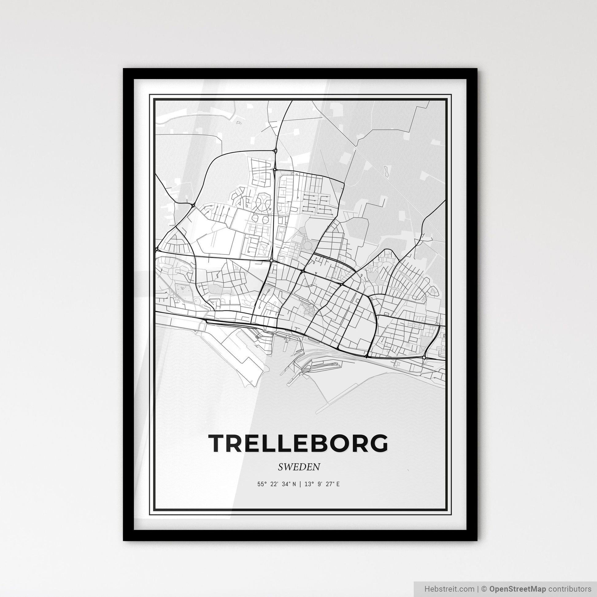 Trelleborg Sweden - Scandinavian Style City Map for Modern Home Decor