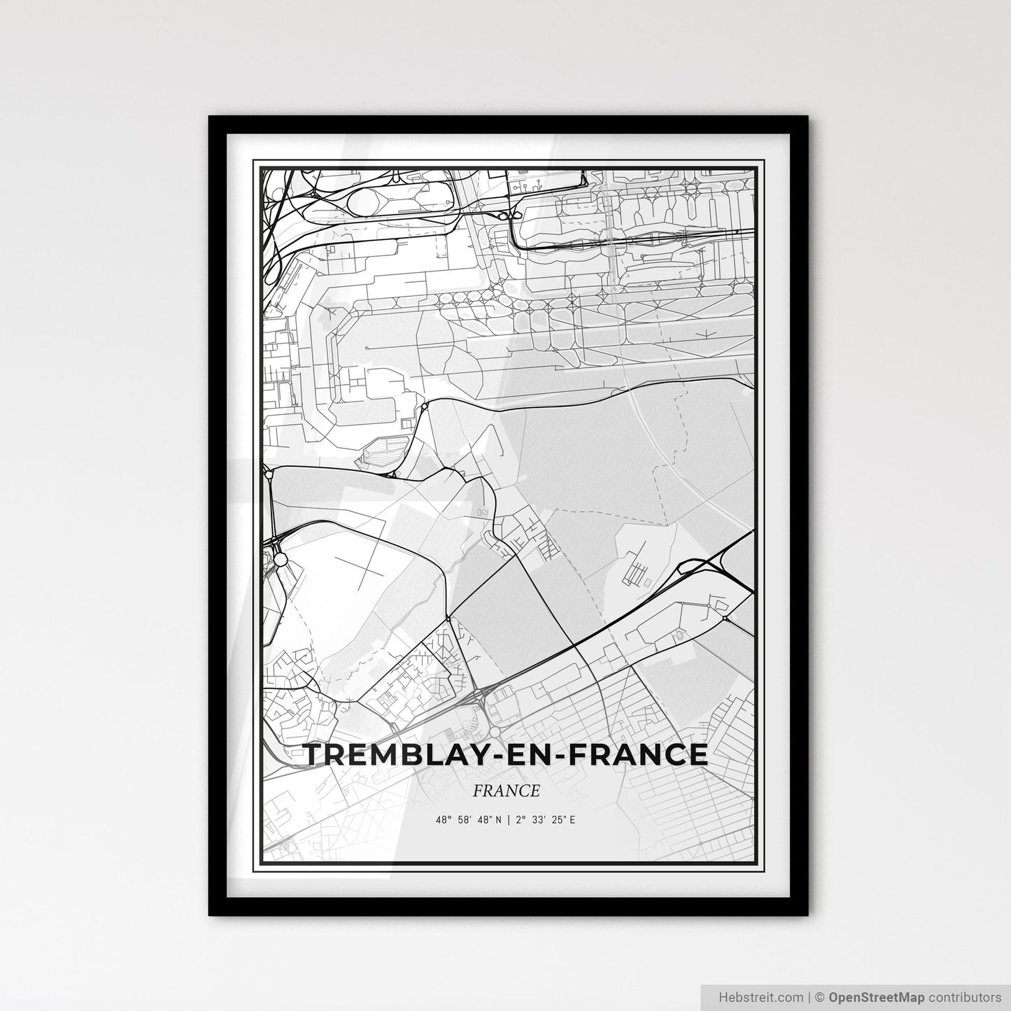 Tremblay-en-France France - Scandinavian Style City Map for Modern Home Decor