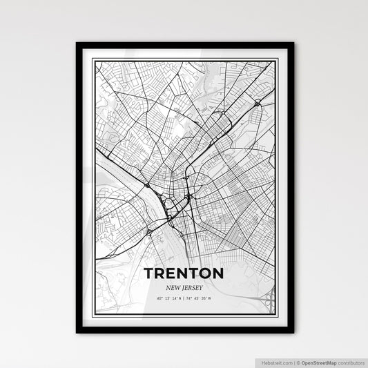 Trenton New Jersey - Scandinavian Style City Map for Modern Home Decor