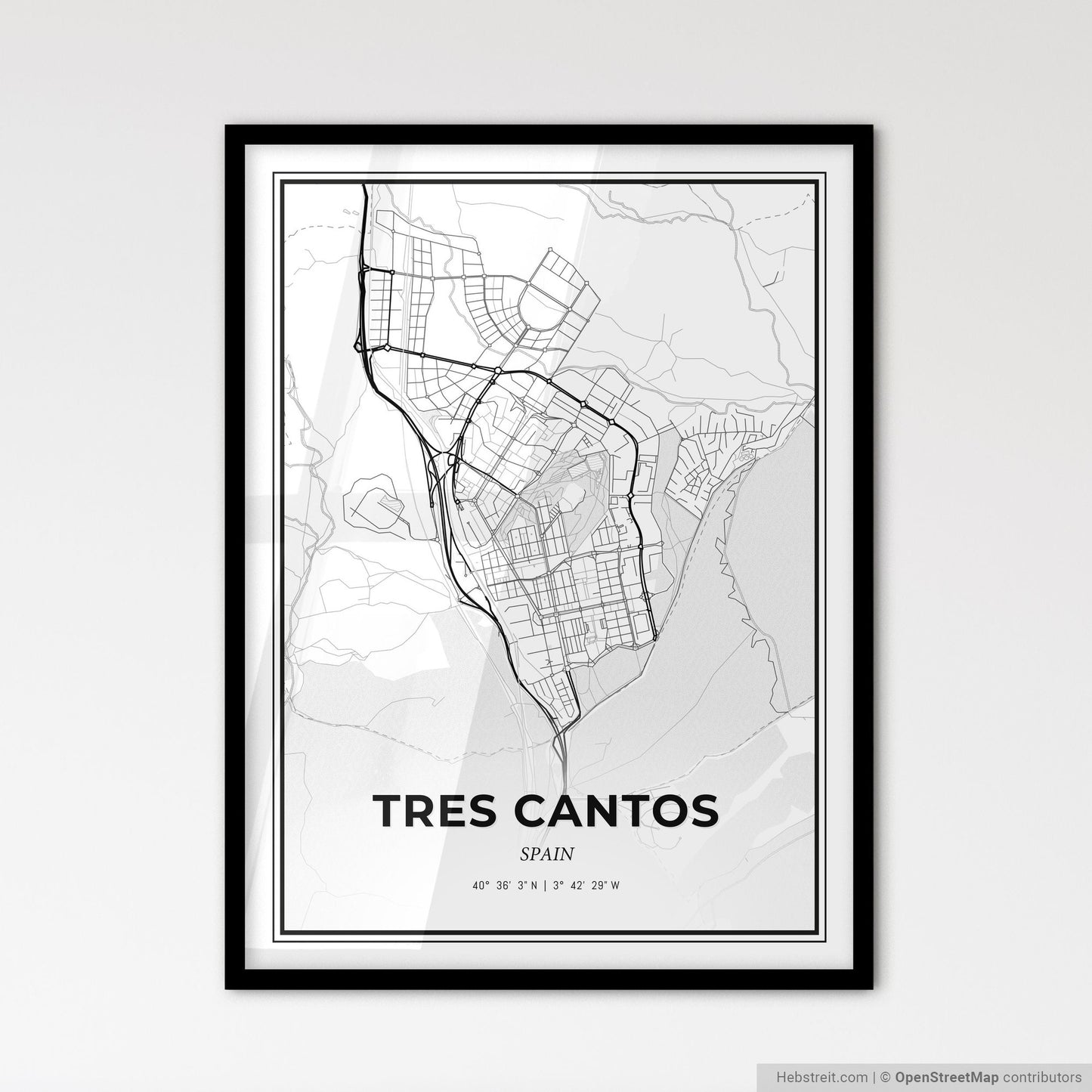 Tres Cantos Spain - Scandinavian Style City Map for Modern Home Decor