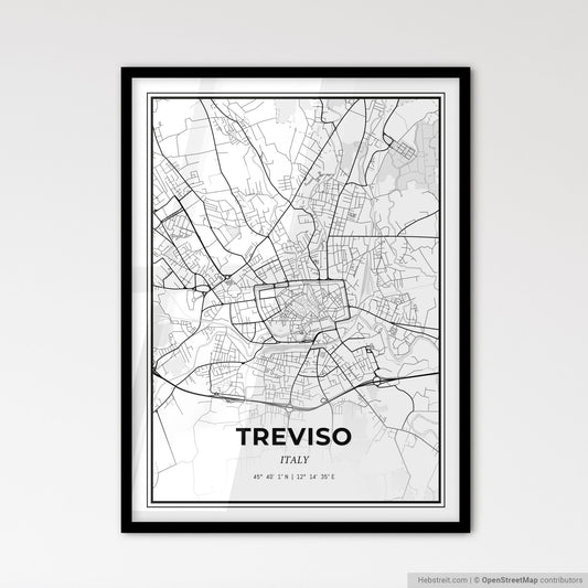 Treviso Italy - Scandinavian Style City Map for Modern Home Decor