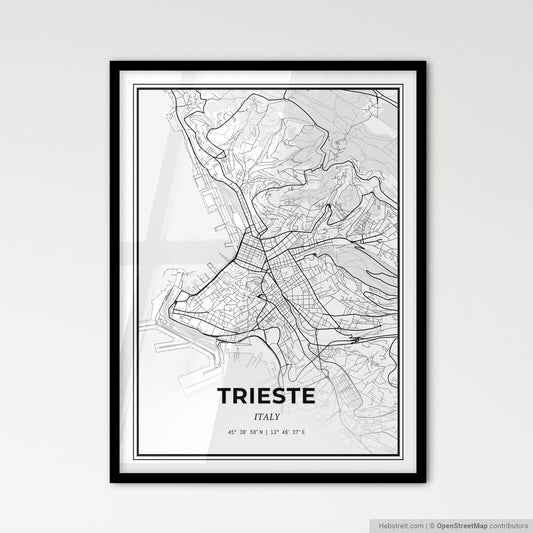 Trieste Italy - Scandinavian Style City Map for Modern Home Decor