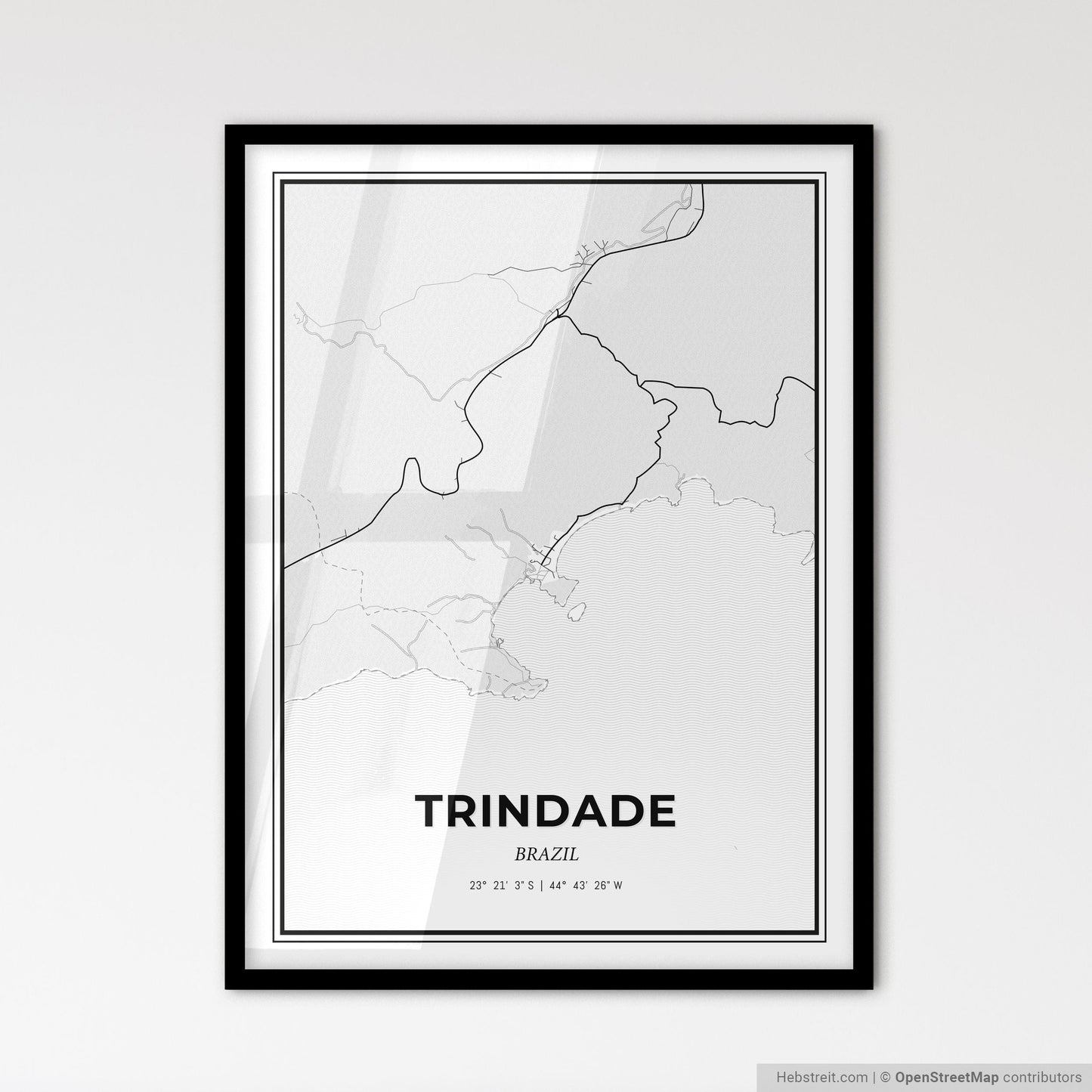 Trindade Brazil - Scandinavian Style City Map for Modern Home Decor